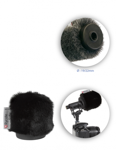 RYCOTE | 034358 | Softie noire à poils courts 5cm pour micros de diamètre de 19 à 22mm