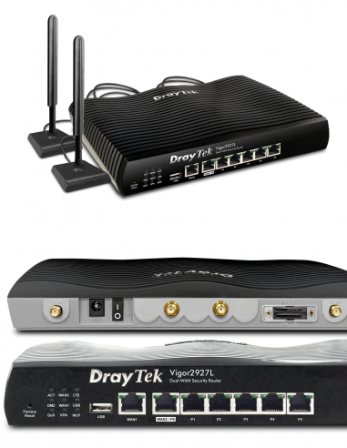 DRAYTEK | 2927Lac | Routeurs Multi-Wan WiFi 802.ac et 4G l Bi-bande l 5x LAN l Mesh l Ports à l’avant