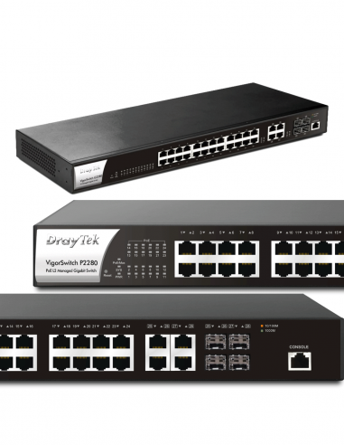 DRAYTEK | G2280 | Switch 28 ports (24 ports Gigabit, 4 ports RJ45/SFP 1 Gbps), Manageable L2