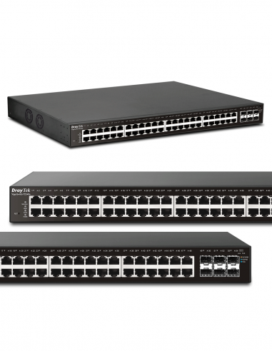 DRAYTEK | P2540x | Switch 54 ports (48 ports Gigabit, 6 ports SFP+ 10 Gbps), PoE+ 400W, Manageable L2+