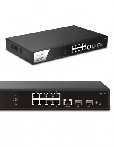DRAYTEK | P2100 | Switch 8 ports Gigabit Ethernet, PoE+, 140W, Manageable, 1/2 RU