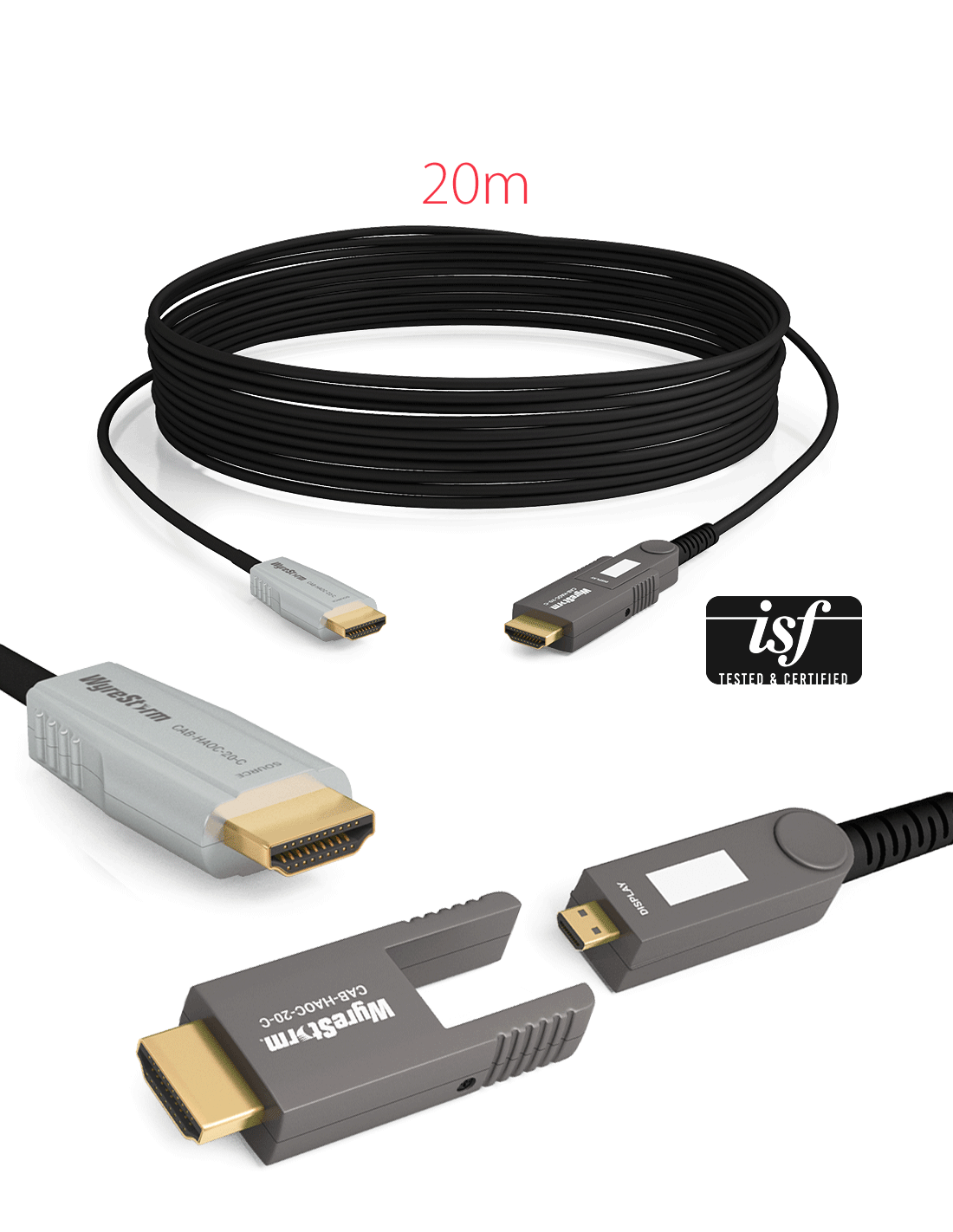 CABLE HDMI (AMOVIBLE) SUR FIBRE - 20M - 4K/60 4:4:4 8-bit and 4K