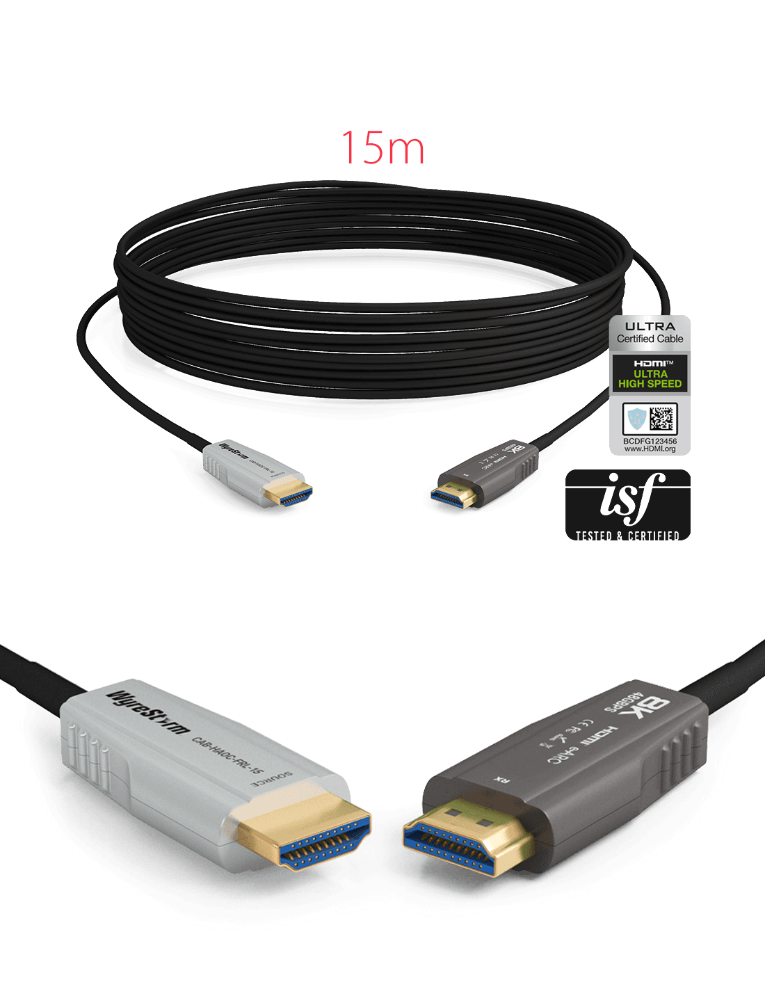CABLE HDMI SUR FIBRE - 15M - 8K/60 4:4:4 8-bit and 4K/144 4:4:4 8-bit
