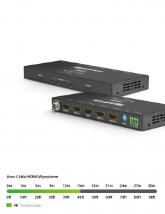 Splitter HDMI 4 Ports - Répartiteur HDMI 4K 60Hz avec Scaler Intégré -  Répartiteur HDMI 1 Entrée 4 Sorties - Splitter HDMI 1080p PC - Port Optique