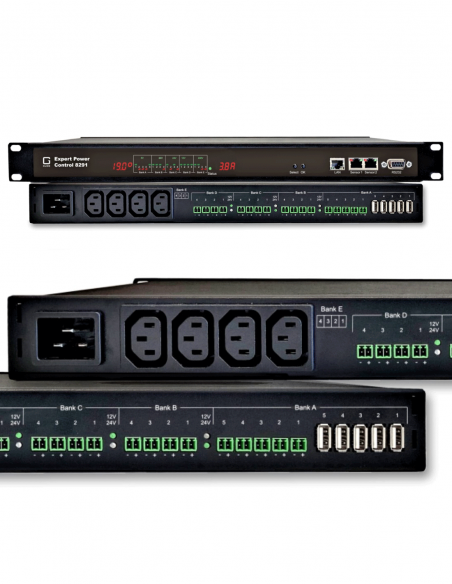 GUDE | 8291-1 | PDU Connectée | 4 ports IEC femelle | 12 ports 12/24V | 5 ports 5V ou USB