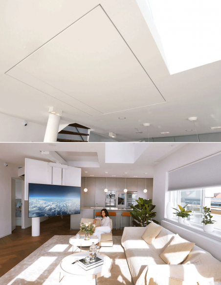 FUTURE AUTOMATION | CHRST4 | Trappe Plafond avec Bras Télescopique et Pivot Central 180° pour Escamotage TV | Taille 1