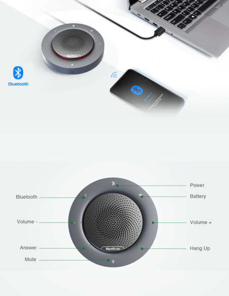 WYRESTORM | HALO 60 | Enceinte Nomade pour Audio Conférence | 4 Micros | Bluetooth