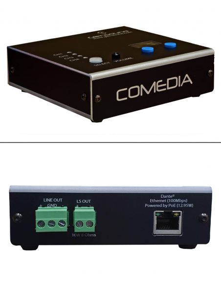 GLENSOUND | Comedia VS | Amplificateur Dante | 4 entrées + Volume + Écran LCD | DSP