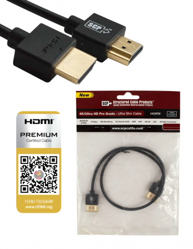 SCP | 940-3B | Câble HDMI High Speed 2.0 | 4K-UHD | 18Gbps | 90cm