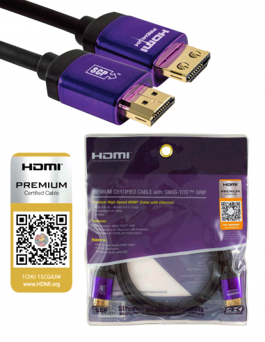 SCP | 990UHDV-3 | Câble HDMI Blindé High Speed 2.0 | 4K-UHD | 18Gbps | 90cm