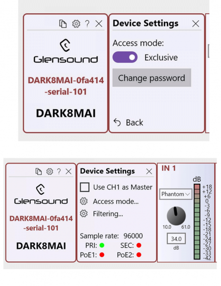 GLENSOUND | DARK8MAI | Interface Amplificateur Micro Dante / AES67 | 8 Entrées Analogiques | Boitier