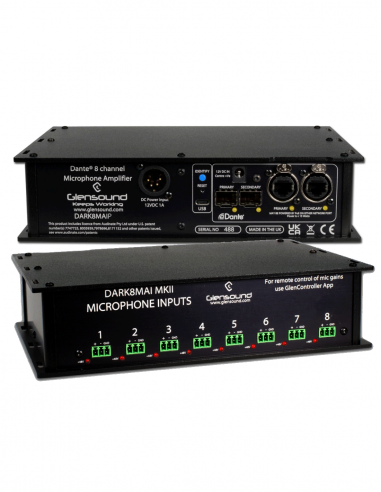 GLENSOUND | DARK8MAIP | Amplificateur Micro Dante / AES67 | 8 Entrées Analogiques Phoenix