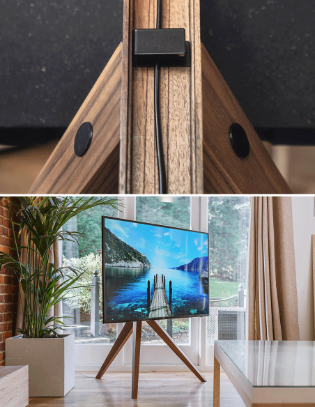 FUTURE AUTOMATION | EASEL-WALLNUT | Trépied Bois avec Support TV | Noyer