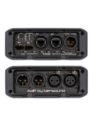 GLENSOUND | DARK22M | Interface Portable DANTE | 2 Entrées et 2 Sorties Mic/Ligne