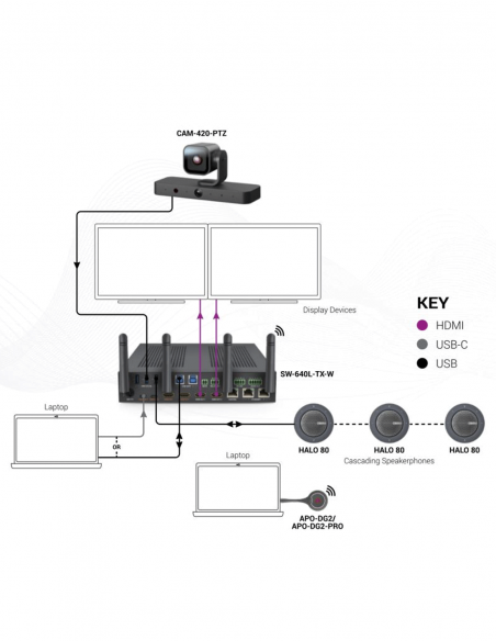 WYRESTORM&nbsp;|&nbsp;CAM-420-PTZ&nbsp;|&nbsp;Webcam PTZ 4K à Double Objectif | Fonctions IA | NDI®