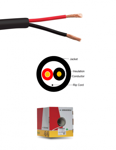 SCP&nbsp;|&nbsp;12/2OFC-LZH-BK&nbsp;|&nbsp;Câble HP, 2 conducteurs multi-brins 3.3 mm² / Gaine Noire / Ø ext. 8mm / 152m