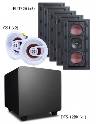 TRUAUDIO&nbsp;|&nbsp;ELITE-5.1.2&nbsp;|&nbsp;Pack Home-Cinéma 5.1.2| 5 enceintes 6,5'' + 2 enceintes 9" | 1 Sub. 12'' 