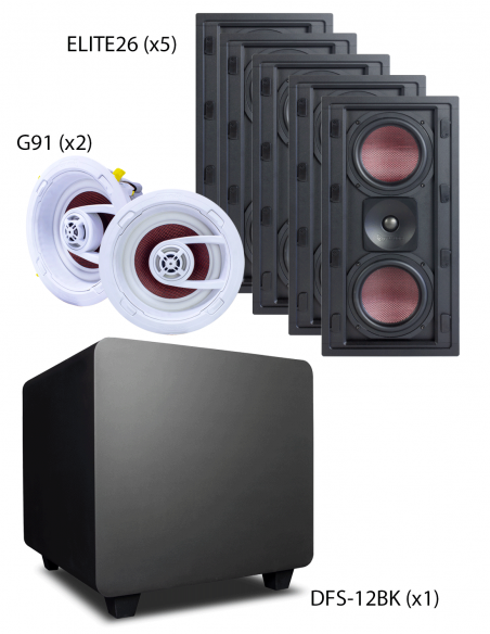 TRUAUDIO&nbsp;|&nbsp;ELITE-5.1.2&nbsp;|&nbsp;Pack Home-Cinéma 5.1.2| 5 enceintes 6,5'' + 2 enceintes 9" | 1 Sub. 12'' 
