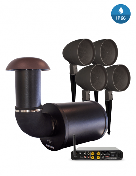 TRUAUDIO&nbsp;|&nbsp;ULTRASCAPE10 AMP&nbsp;|&nbsp;Pack Sonorisation Extérieur 200W | 4 enceintes 4,5'' | 1 Sub. 10'' | 1 Ampli