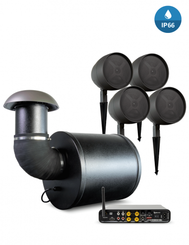 TRUAUDIO&nbsp;|&nbsp;ULTRASCAPE12 AMP&nbsp;|&nbsp;Pack Sonorisation Extérieur 300W | 4 enceintes 6,5'' | 1 Sub. 12'' | 1 Ampli