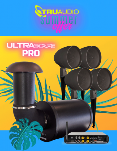 TRUAUDIO&nbsp;|&nbsp;ULTRASCAPE PRO AMP (PROMO)&nbsp;|&nbsp;Pack Sonorisation Extérieur 200W | 4 enceintes 4'' | 1 Sub. 10'' | 1 Ampli