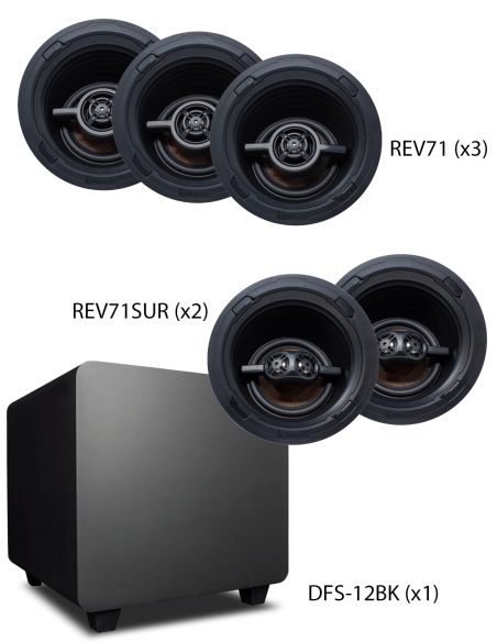TRUAUDIO&nbsp;|&nbsp;REV71-5.1&nbsp;|&nbsp;Pack Home-Cinéma 5.1| 3 LCR 7'' + 2 Surround 7'' | 1 Sub 12'' 