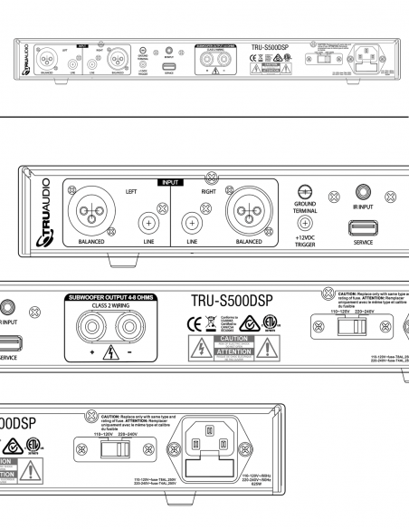 TRUAUDIO&nbsp;|&nbsp;TRU-S500DSP&nbsp;|&nbsp;Amplificateur Mono | 500W| Lo-Z