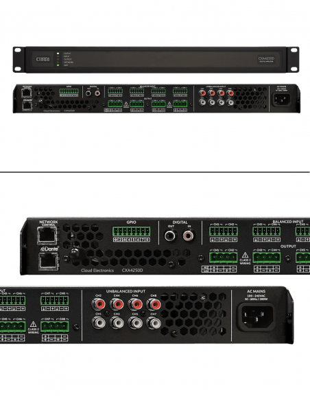 CLOUD&nbsp;|&nbsp;CXA4250D&nbsp;|&nbsp;Amplificateur IP numérique Dante | 4 ou 8 canaux | 250W | Hi-Z-Lo-Z 