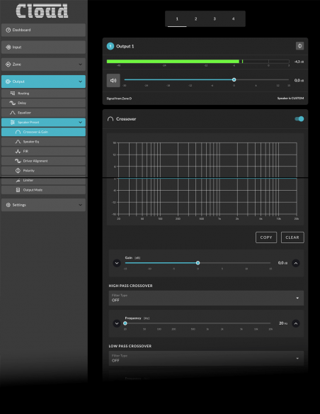 CLOUD&nbsp;|&nbsp;CXA4250D&nbsp;|&nbsp;Amplificateur IP numérique Dante | 4 ou 8 canaux | 250W | Hi-Z-Lo-Z 