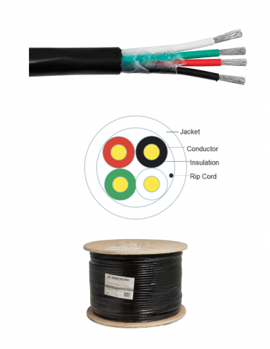 SCP&nbsp;|&nbsp;14/4SPTC-DB-152M&nbsp;|&nbsp;Câble HP à enterrer, 4 conducteurs multi-brins 2 mm² | Gaine Noire | 152m