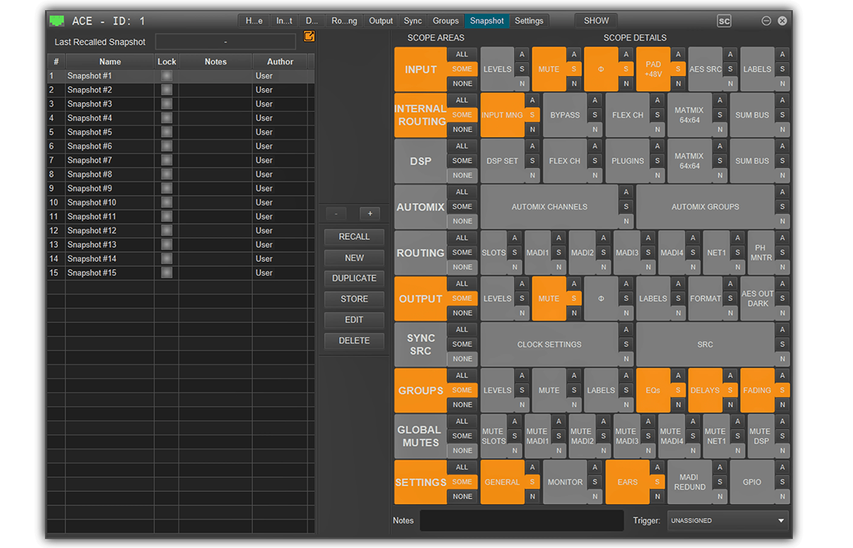 Interface globcon Mode Prodigy, exemple 1