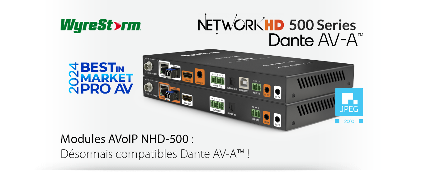 Wyrestorm modules AVoIP NHD-500 désormais compatibles Dante AV-A™ !