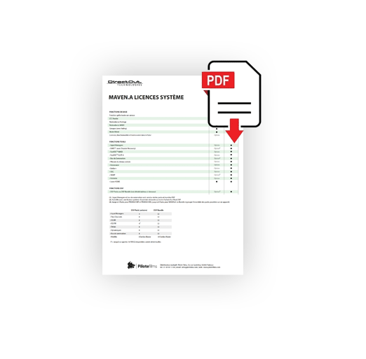 PDF de comparaison des licences DIrectOut !