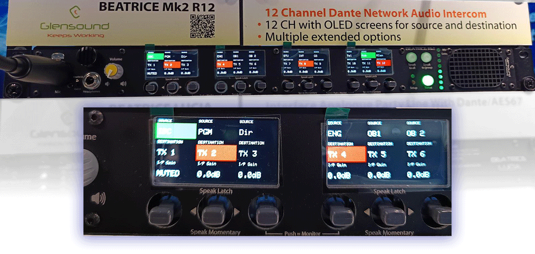 Glensound BEATRICE MKII R12 unité intercom Dante 12 canaux !