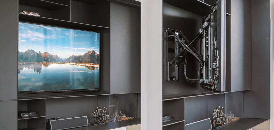 Exemple d'application d'un support TV PS de Future Automation !