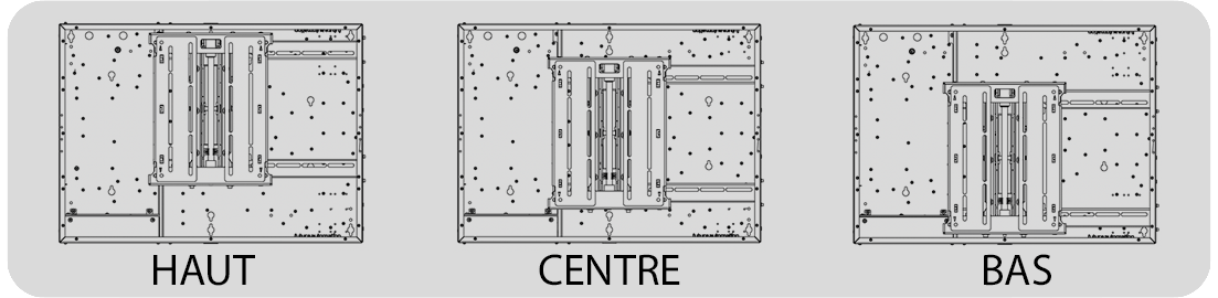 Exemples de positionnements verticaux du support PS dans un boitier UB