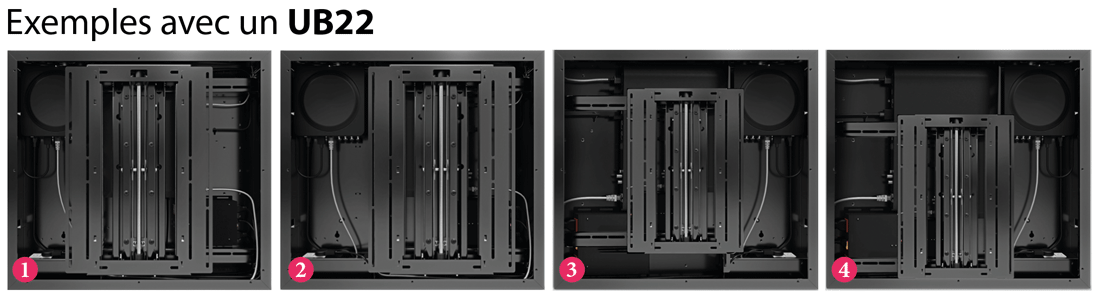 Exemples de placements d'un support PS dans un boitier UB22 de Future Automation
