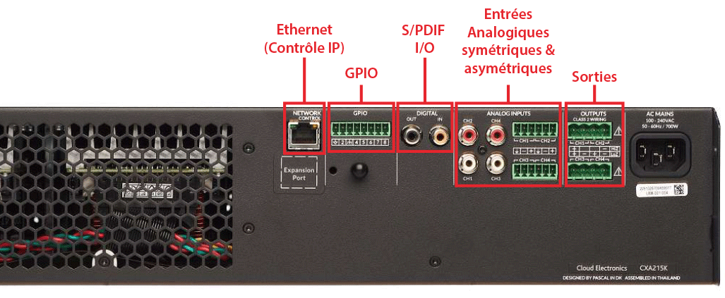 Vue arri&egrave;re de l'ampli CXA215K de Cloud !